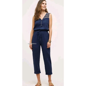 Anthropologie Navy Cotton Gauze Jumpsuit Lilka Woman's Small